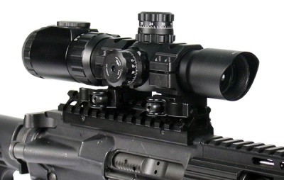 Фото  Прицел LEAPERS Accushot Tactical 1-4.5X28 30mm, подсветкой, сетка Mil-dot, кольца (QDSCP3-145IEMDQ)